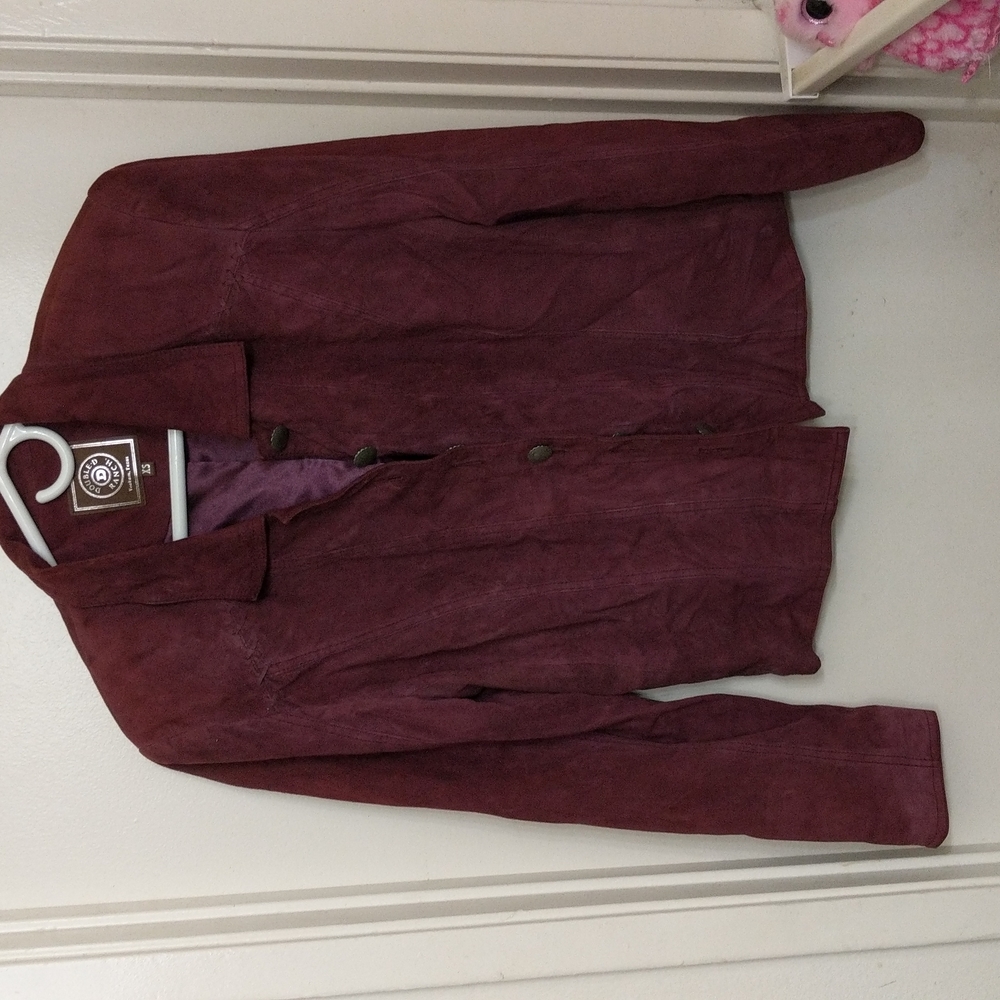 maroon suede jacket soft like new double d ranch yoakom, Texas extra small